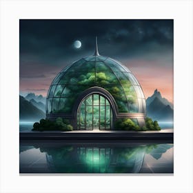 Green House On A Lake Canvas Print