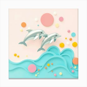 Dolphins In The Sea 5 Canvas Print