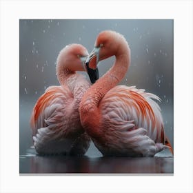 Flamingos In The Rain Canvas Print