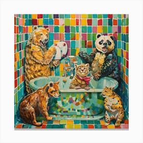 Bears In The Bath 1 Canvas Print