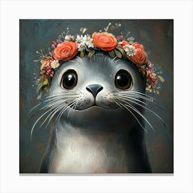 Seal In A Flower Crown Leinwandbilder