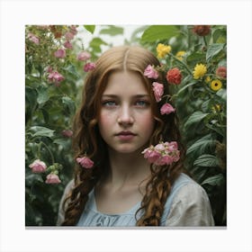 Girl In A Garden Canvas Print