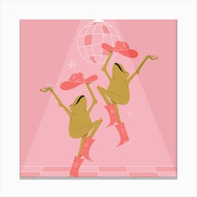 Frogs Dancing beneath a disco ball Canvas Print