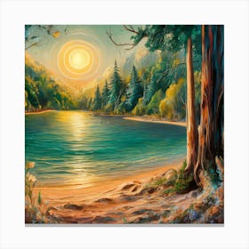 Sunset By The Lake 5 Canvas Print