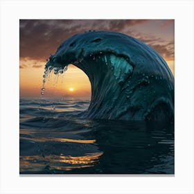 Ocean Wave At Sunset Canvas Print