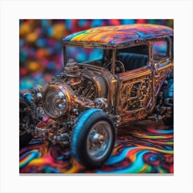 Psychedelic Biomechanical Freaky Scelet Car From Another Dimension With A Colorful Background 2 Canvas Print