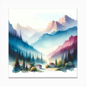 Watercolor Landscape Painting 23 Canvas Print