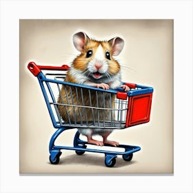 Hamster In A Shopping Cart 2 Canvas Print