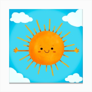 Sun Hug Square Canvas Print