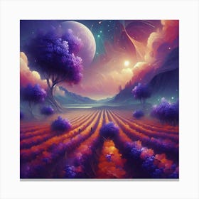 Purple Field At Night Canvas Print