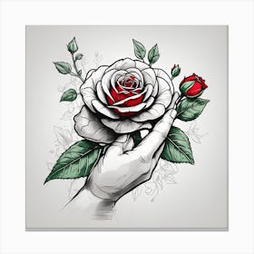 Hand Holding A Rose 2 Canvas Print
