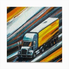 Semi Truck On The Road Canvas Print