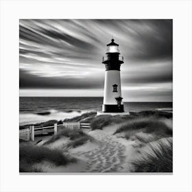 Black And White Lighthouse Canvas Print