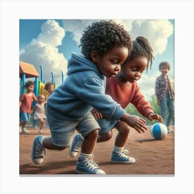 Children Playing In A Playground Canvas Print