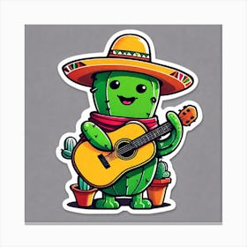 Cactus Playing Guitar 3 Canvas Print