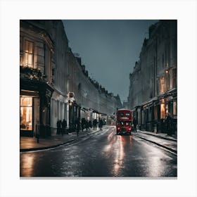 London Street At Night Canvas Print