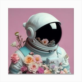 Astronaut & Flowers Canvas Print