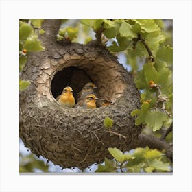 Robins In Nest 1 Canvas Print