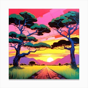 African savanna sunset Canvas Print