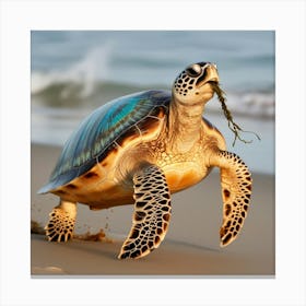 Turtle On The Beach 2 Canvas Print