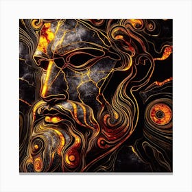 Portrait Of Greek God - Fire And Stone - An abstract artwork depicting  God of the seas, in fire and stone effect in the dark mood. Canvas Print
