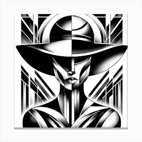 Abstract Monochrome Woman In a Hat Canvas Print