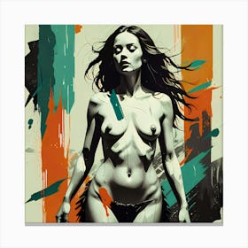 Resilience in Abstract: An Abstract Painting Of A Nude Woman Canvas Print