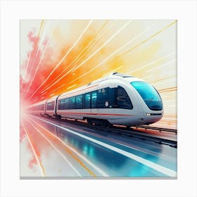 Futuristic Transport System, Watercolor Streaks Of Fast Moving Colors 1 Canvas Print