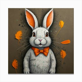 Rabbit With Orange Feathers Canvas Print