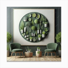 Green Living Room Canvas Print