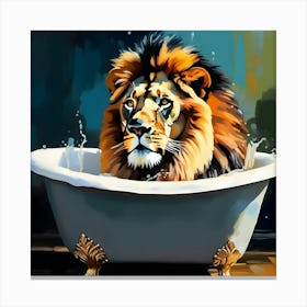 Lion In The Bath 2 Canvas Print