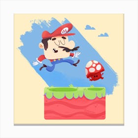 super Mario chasing mushroom Canvas Print