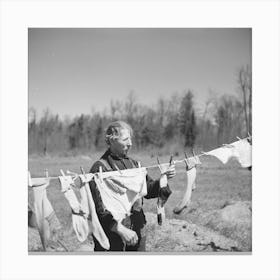 Untitled Photo, Possibly Related To John Bastia Hanging Up His Laundry, He Is A Single Shacker In Iron County, Michigan Canvas Print