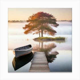 Boat On A Lake Canvas Print