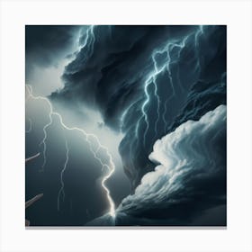 Ocean Storm With Large Clouds And Lightning 19 Canvas Print