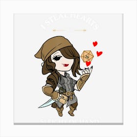 Rogue Steal Hearts D20 Tabletop Rpg Gamer Valentines Day Canvas Print