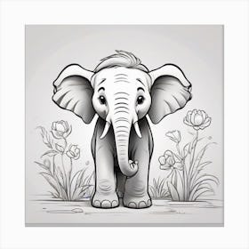 Cute Elephant Drawing Canvas Print