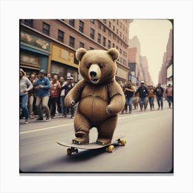 Tedy bear wonders the street of new york Canvas Print