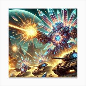 Crystal Wyrms Attacking Martian Vehicles Canvas Print