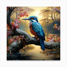 Kingfisher On A Branch Canvas Print
