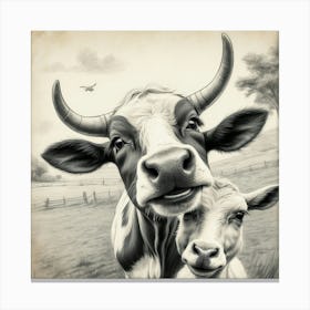 Cow And Calf 3 Canvas Print