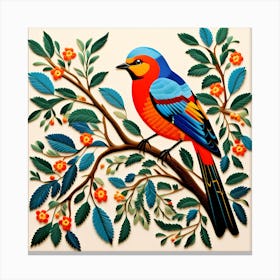 Palestinian Tatreez Embroidery, Bird On a Branch, folk art , 160 Canvas Print