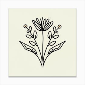 Line Drawing Of A Flower Canvas Print