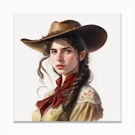 Girl In A Cowboy Hat Canvas Print