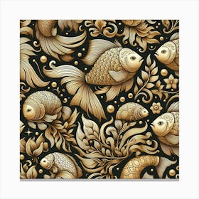 Fish, gold color 2 Canvas Print