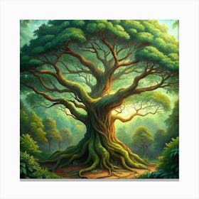 Illustration Of A Giant Tree With Intertwined Roots 1 Canvas Print