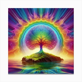 Beautiful rainbow tree of life Canvas Print