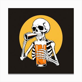 Skeleton Drinking Beer 6 Canvas Print