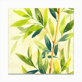 Watercolor Bamboo Branch Canvas Print