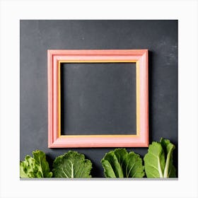 Pink Frame With Vegetables Canvas Print